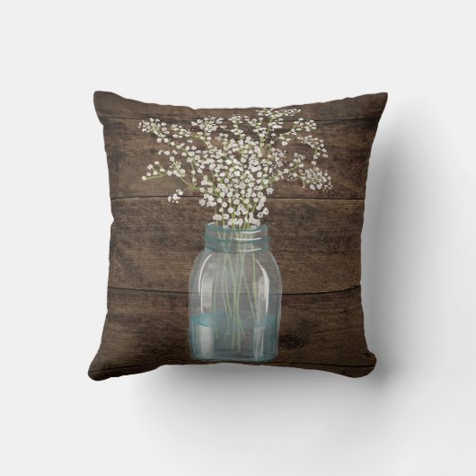 バ素朴ー結婚ンの木のメイソンの瓶バビーズブレス クッション (裏面)