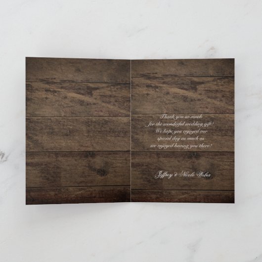 バ素朴ー結婚ンの木のメイソンの瓶バビーズブレス サンキューカード (内部)