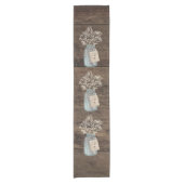 バ素朴ー結婚ンの木のメイソンの瓶バビーズブレス ショートテーブルランナー (正面)