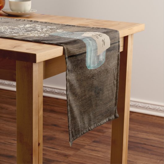 バ素朴ー結婚ンの木のメイソンの瓶バビーズブレス ショートテーブルランナー (インサイチュ)