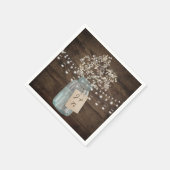 バ素朴ー結婚ンの木のメイソンの瓶バビーズブレス スタンダードカクテルナプキン (角)