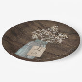 バ素朴ー結婚ンの木のメイソンの瓶バビーズブレス ペーパープレート (アングル)