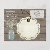 バ素朴ー結婚ンの木のメイソンの瓶バビーズブレス ポストカード (裏面)