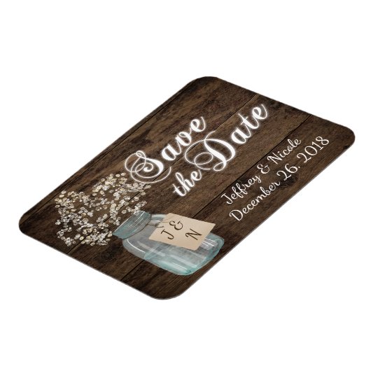 バ素朴ー結婚ンの木のメイソンの瓶バビーズブレス マグネット (左側)