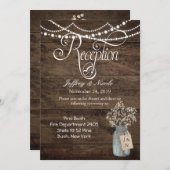 バ素朴ー結婚ンの木のメイソンの瓶バビーズブレス 招待状 (正面/裏面)