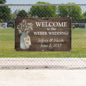 バ素朴ー結婚ンの木のメイソンの瓶バビーズブレス 横断幕 (インサイチュ)