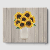 バ素朴ー結婚ンの木のメイソン瓶ひまわり花 ゲストブック (裏面)