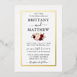 バ結婚ルモダングエレガントンディフローラ金ゴールド 箔招待状