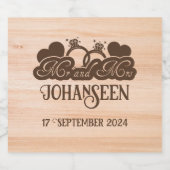 バ結婚ン素朴の木エレガント夫妻のパーティー スパークリングワインラベル (シングルラベル)