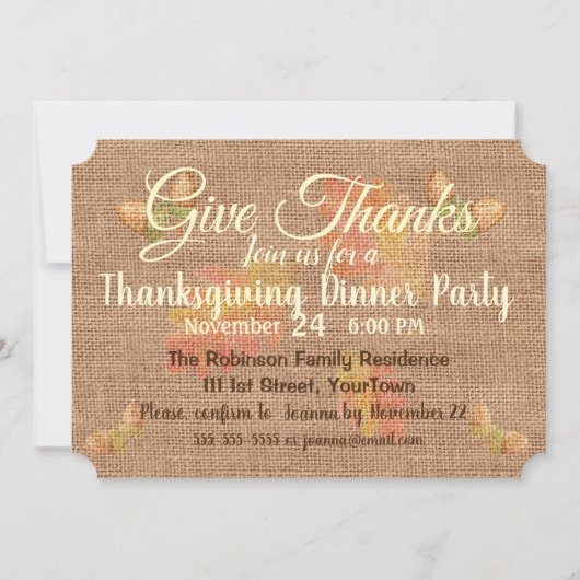 バ絵を描ラップ感謝祭カスタム 招待状 (正面)