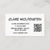 バ考えブQRコードおもしろい漫画ブックブルー 名刺 (裏面)