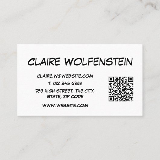 バ考えブQRコードおもしろい漫画ブックブルー 名刺 (裏面)