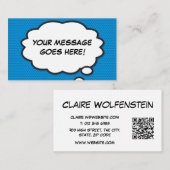 バ考えブQRコードおもしろい漫画ブックブルー 名刺 (正面/裏面)