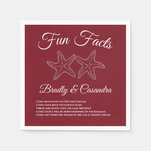 バ航海のルガン結婚ディのヒトデおもしろい事実 スタンダードカクテルナプキン (正面)