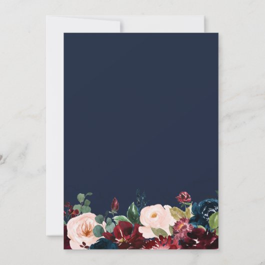 バ色彩の鮮やかルグンディと海軍のフローラブライダルシャワー 招待状 (裏面)