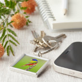 バ色彩の鮮やかンティング(Passerina ciris)男性の止まり木 キーホルダー (側面)