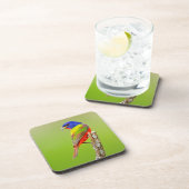 バ色彩の鮮やかンティング(Passerina ciris)男性の止まり木 コースター (右側)