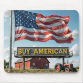 バ買ンとトラクタを備えたアメリカの看板 マウスパッド (正面)