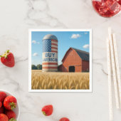 バ買ーンサイロの旗を持つアメリカの文字 スタンダードカクテルナプキン (インサイチュ)