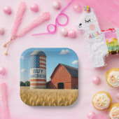 バ買ーンサイロの旗を持つアメリカの文字 ペーパープレート (パーティー)