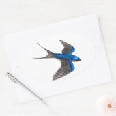 バ飛んでいるンスワローステッカー 楕円形シール (封筒)