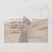 バ食べイドリンク2枚結婚したの写真ネイビー日付を保存 ポストカード (裏面)