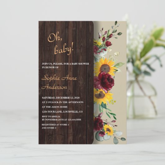 バ魅力的ル王室のグンディヒマワリブライダル茶パーティー 招待状 (スタンド正面)