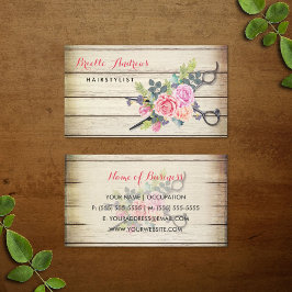 バ魅力的ンウッド鋏とバラ美容師 名刺