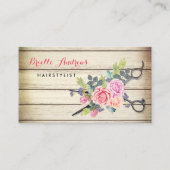 バ魅力的ンウッド鋏とバラ美容師 名刺 (正面)