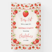 バERRY 誕生日おめでとう | イチゴの1歳誕生日 横断幕 (縦)