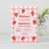 バerry 誕生日 ストロベリー ファースト 1歳 サマー 招待状 (スタンド正面)