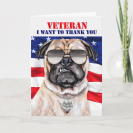 パおもしろいグ犬と国旗の退役軍人の日 カード