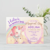 パお洒落ステル信じイン・イン・ユニコーン第1誕生日 招待状 (スタンド正面)