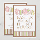 パかわいらしステルイー飾スターエッグ狩り招待状 招待状 (正面/裏面)