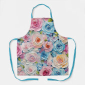 パかわいらしステル水色彩の鮮やか色花 エプロン (正面)