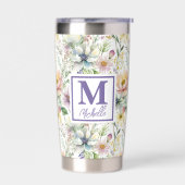 パかわいらしステル花パーソナライズされた柄 保温保冷タンブラー (左面)