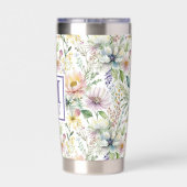 パかわいらしステル花パーソナライズされた柄 保温保冷タンブラー (背面)