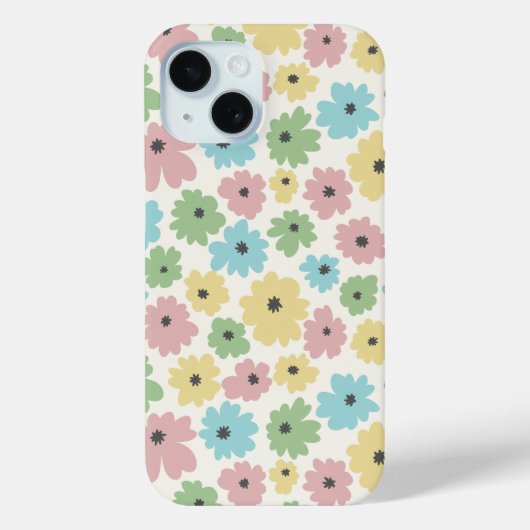 パかわいらしステル花柄ピンク色ガーリー黄色 Case-Mate iPhoneケース (裏面)