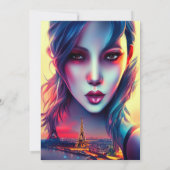 パはっきりしたリモダンエッフェルタワーブライダルシャワー 招待状 (裏面)