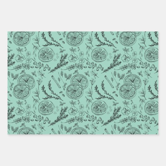 パよくはしゃぐステルモダンノルディックラインアート ラッピングペーパーシート (正面)