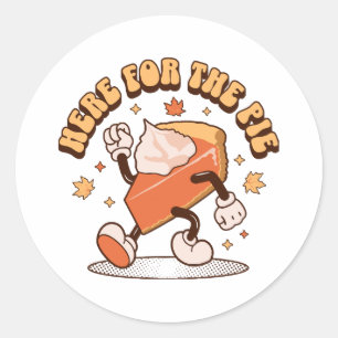パイのためにここに – Thanksgiving Pumpkin おもしろい Pie ラウンドシール