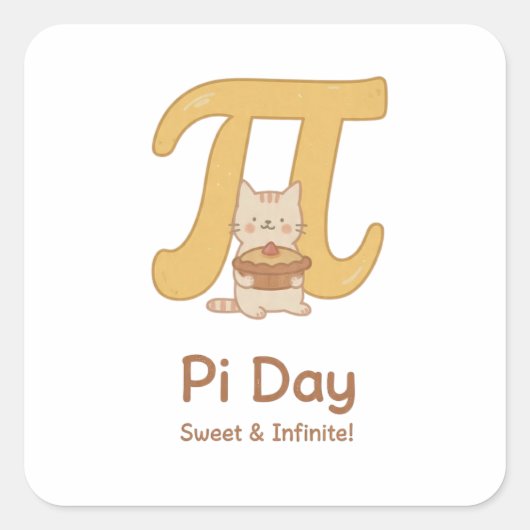 パイの日+動物+パイ – 数学好きギフト スクエアシール (正面)