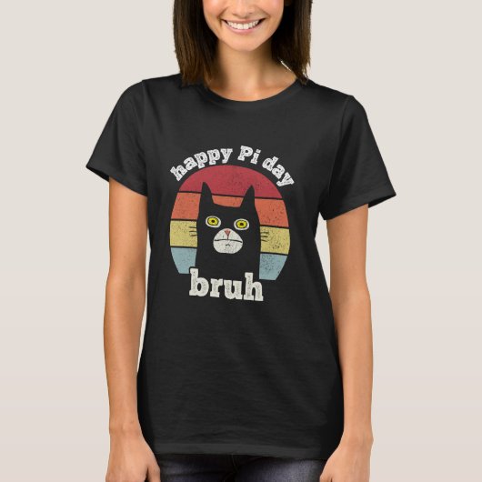 パイの日 数学教師 パイの日 面白い 猫 ヴィ Tシャツ (正面)