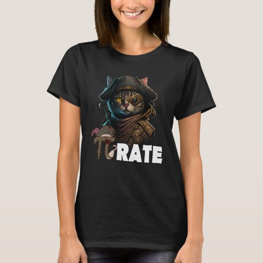 パイの日 海賊 猫 3 14 数学 科学 先生 パイねずみ Tシャツ (正面)