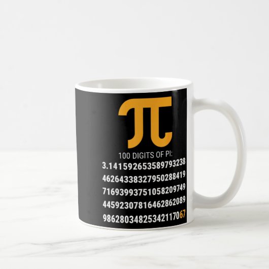 パイの最初の100桁 67 ネerds ジークス 数学教師 コーヒーマグカップ (右)
