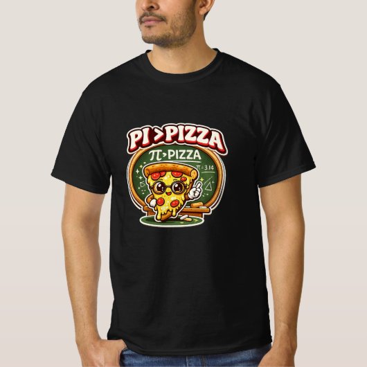 パイはピザより大きい 数学教師Tシャツ Tシャツ (正面)