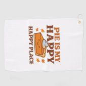 パイは私の幸せな場所 – かわいいカボチャのパイThanksgiv ゴルフタオル (横)