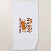 パイは私の幸せな場所 – かわいいカボチャのパイThanksgiv ビーチタオル (正面)