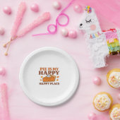 パイは私の幸せな場所 – かわいいカボチャのパイThanksgiv ペーパープレート (パーティー)