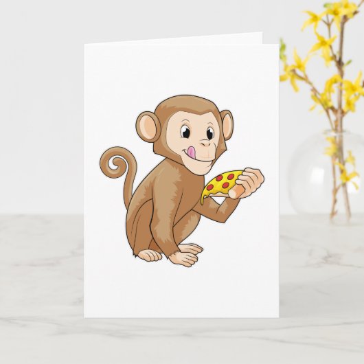 パイを持った猿 カード (黄色い花)